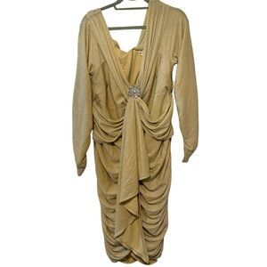 Sarah Rae Vargas Fashion to Figure Long Sleeve Ruched Metallic bodycon dress 3X